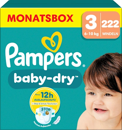 Windeln Baby Dry Gr.3 Midi (6-10 kg), Monatsbox, 222 St Windeln Baby Dry Gr.3 Midi (6-10 kg), Monatsbox, 222 St