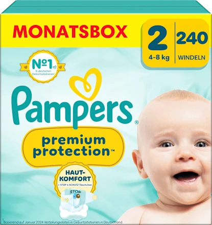 Windeln Premium Protection New Baby Gr. 2 Mini (4-8 kg), Monatsbox, 240 St Windeln Premium Protection New Baby Gr. 2 Mini (4-8 kg), Monatsbox, 240 St